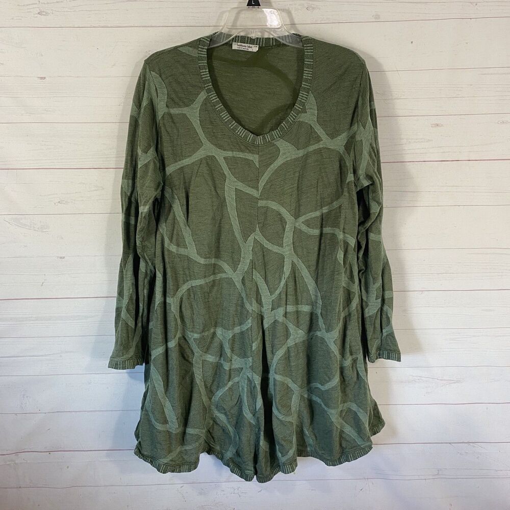 Banana Blue Womens Wool Blend Long Sleeve Dress Sz Large Green Print Pullover
